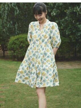 UNIQLO X PAUL & JOE Puff Sleeve Cotton Floral Dress with Pockets Size M